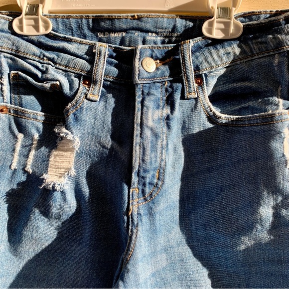 Old Navy High-Rise O.G. Straight secret-smooth pockets distressed jeans EUC sz 0 - Picture 4 of 6